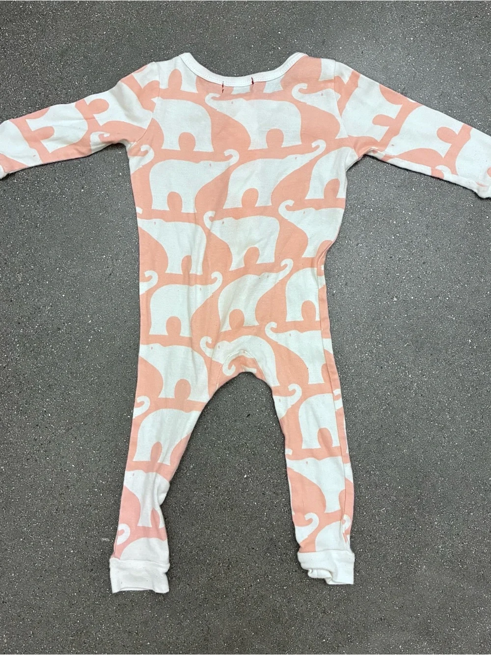 Milkbarn 9-12 months Pink Elephant Zip Footie Pajamas Organic Cotton